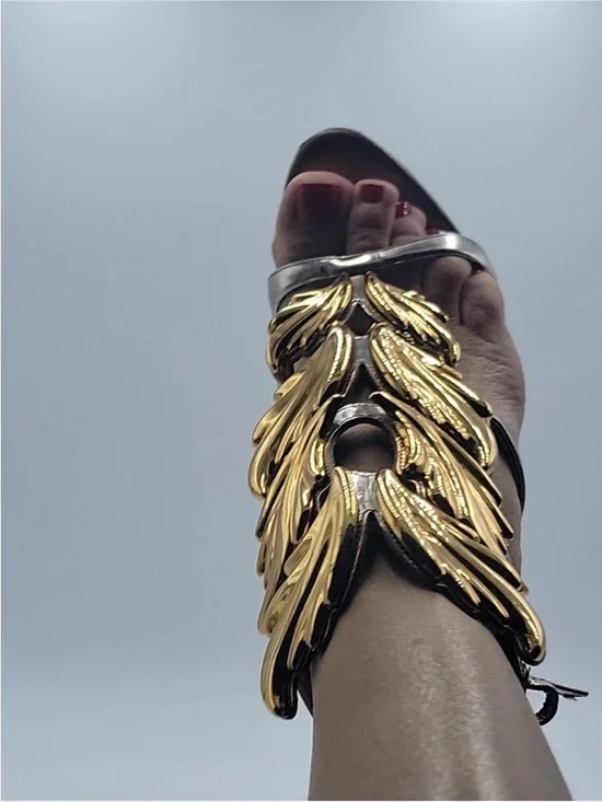 GUISEPPE ZANOTTI Intrigo Flame sandals heels shoes Gold 37,5 EU - Picture 2 of 10